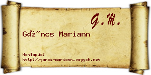 Gáncs Mariann névjegykártya
